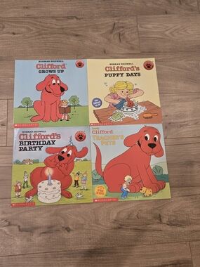 Vintage Scholastic Clifford the Big Red Dog 4 Book Set - Summer Reading